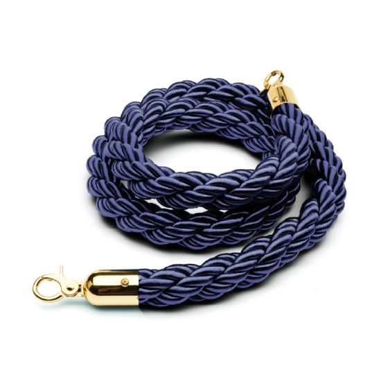 Corda blu intrecciata con terminale dorato
