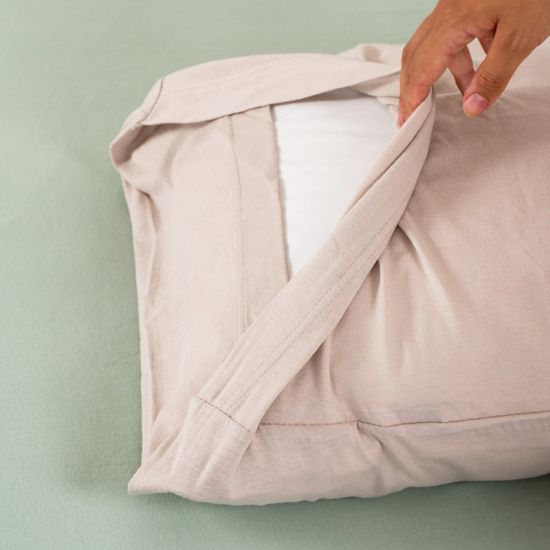 Federe no stiro in jersey colorato per alberghi, hotel, b&b - dettaglio patella