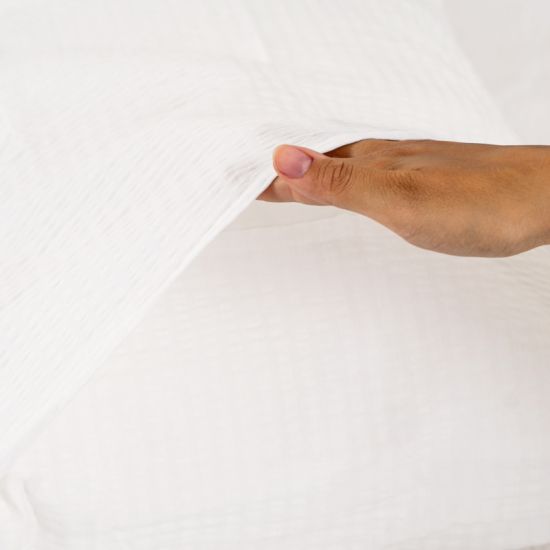 Federa no stiro Seersucker misto poliestere bianco per hotel, alberghi e b&b Federa no stiro Seersucker misto poliestere bianco per hotel, alberghi e b&b