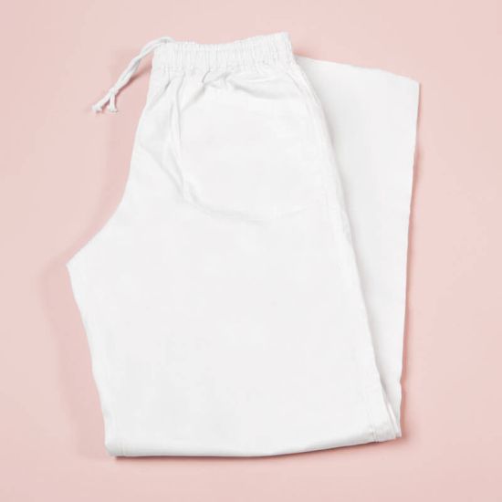 Pantalone da lavoro in cotone bianco per ristoranti, bar, catering, spa, centri benessere.