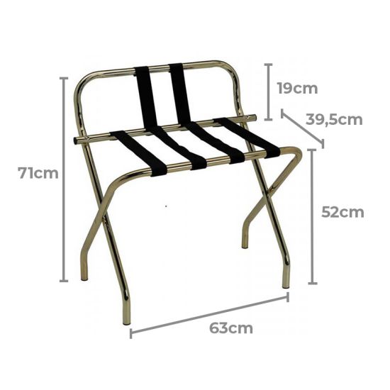 Poggiavaligie dorato con sponda per alberghi, hotel, b&b