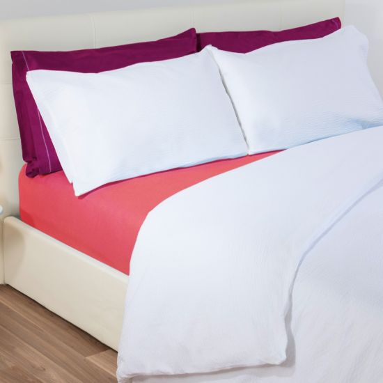 Sacco copripiumino no stiro Seersucker misto poliestere bianco per hotel, alberghi e b&b Sacco copripiumino no stiro Seersucker misto poliestere bianco per hotel, alberghi e b&b