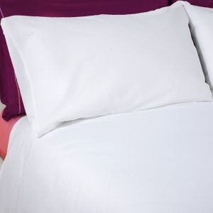 Federa no stiro Seersucker misto poliestere bianco