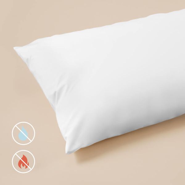 Copricuscino Impermeabile 40x80 Cm - Set Da 2 Antiacaro, Con Cerniera, Bianco E Lavabile