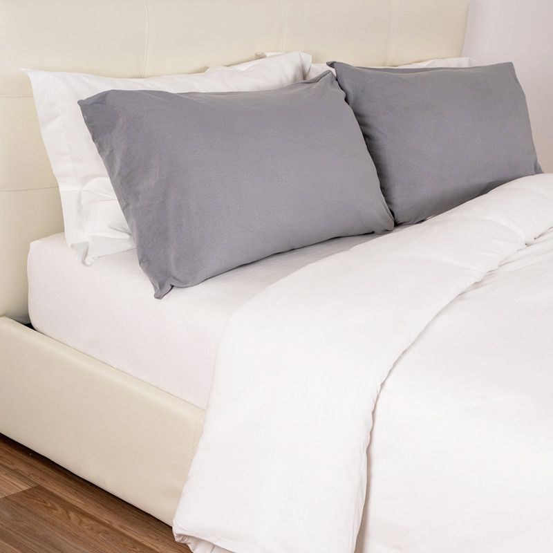 PURE ERA Set copripiumino in jersey lavorato a maglia, 100% cotone, super morbido, confortevole, 3 pezzi, con chiusura a cerniera (grigio melange, king