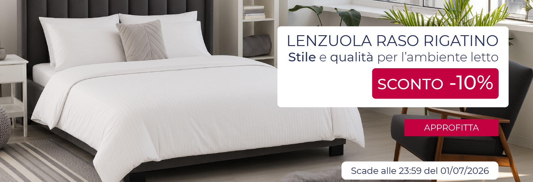 Promo lenzuola raso rigatino
